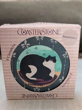 Vintage CoasterStone Warren Kimble Fat Cats Coasters Set of 4
